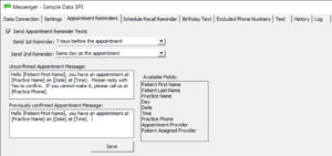 Texting Support Screenshots from Dental Practice