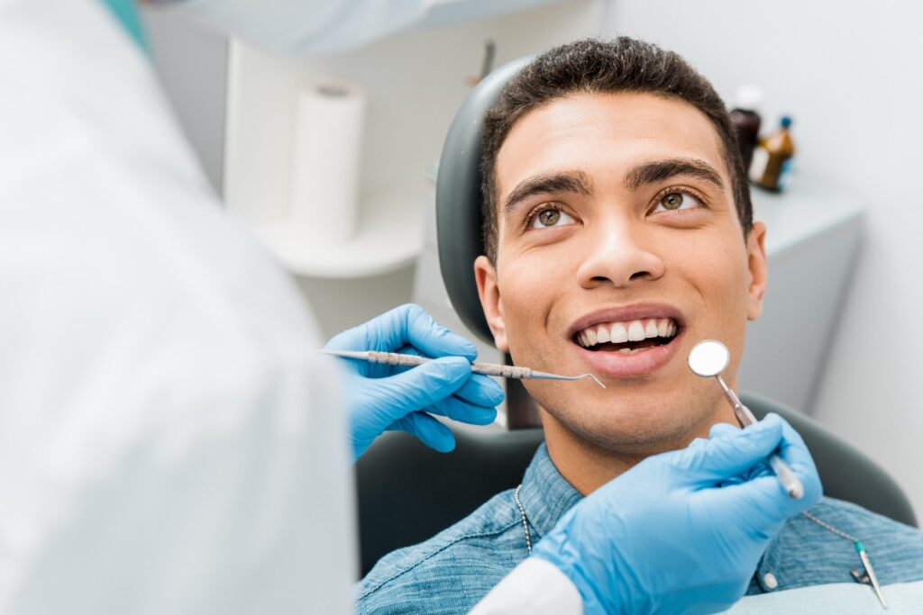 Young man getting a dental exam
